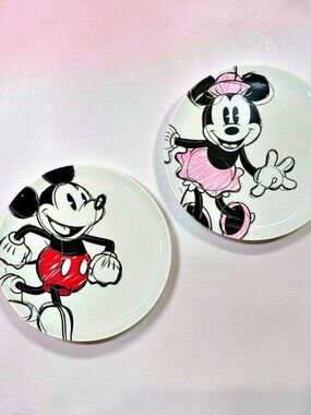Disney Mickey Minnie Mouse Zak Designs Melamine Dinner Plates 10" Set of 2